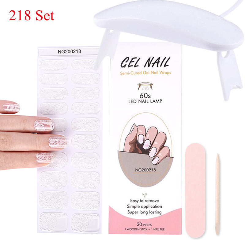 Gel Nail Wraps with UV Lamp Set