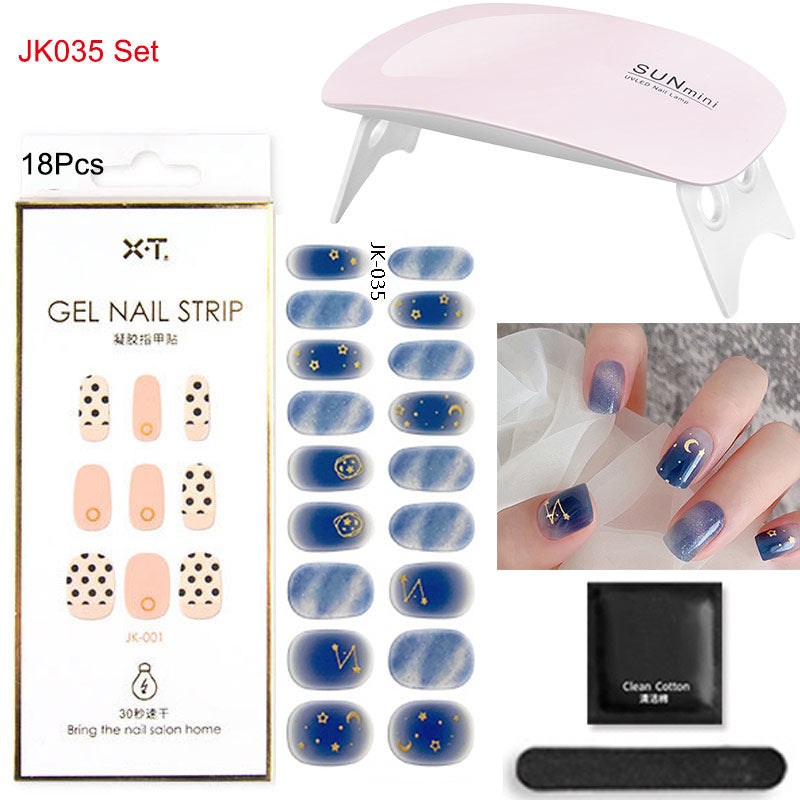 Gel Nail Wraps with UV Lamp Set