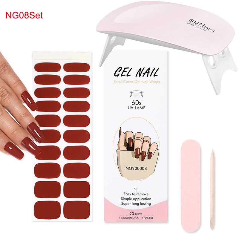 Gel Nail Wraps with UV Lamp Set