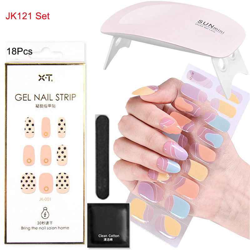 Gel Nail Wraps with UV Lamp Set