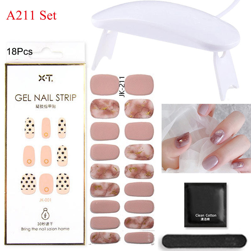 Gel Nail Wraps with UV Lamp Set